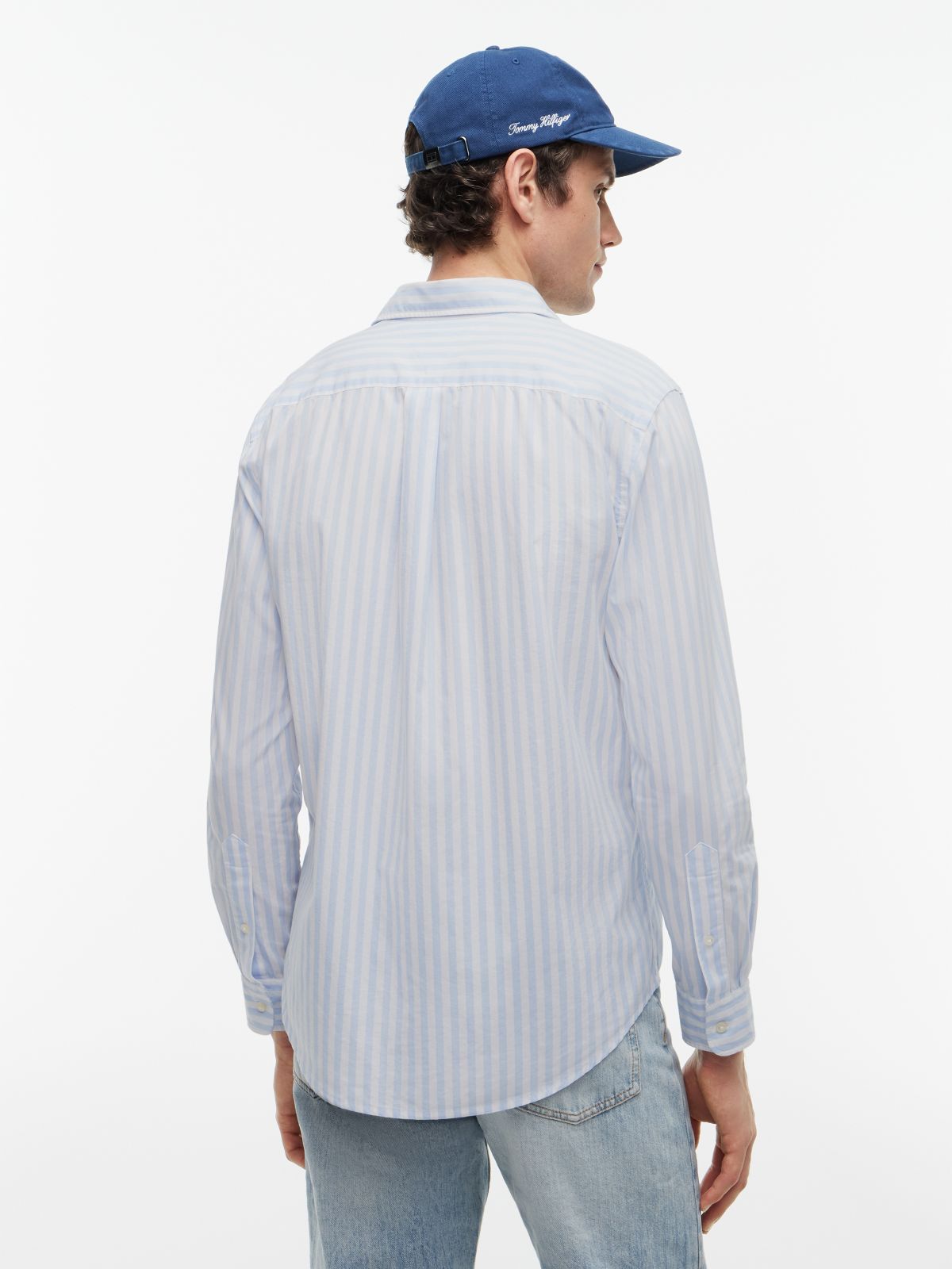 TH Flex Regular Fit Stripe Poplin Shirt — Blue
