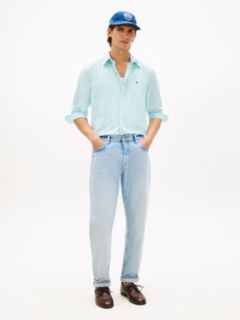 TH Flex Regular Fit Stripe Poplin Shirt — Blue 3