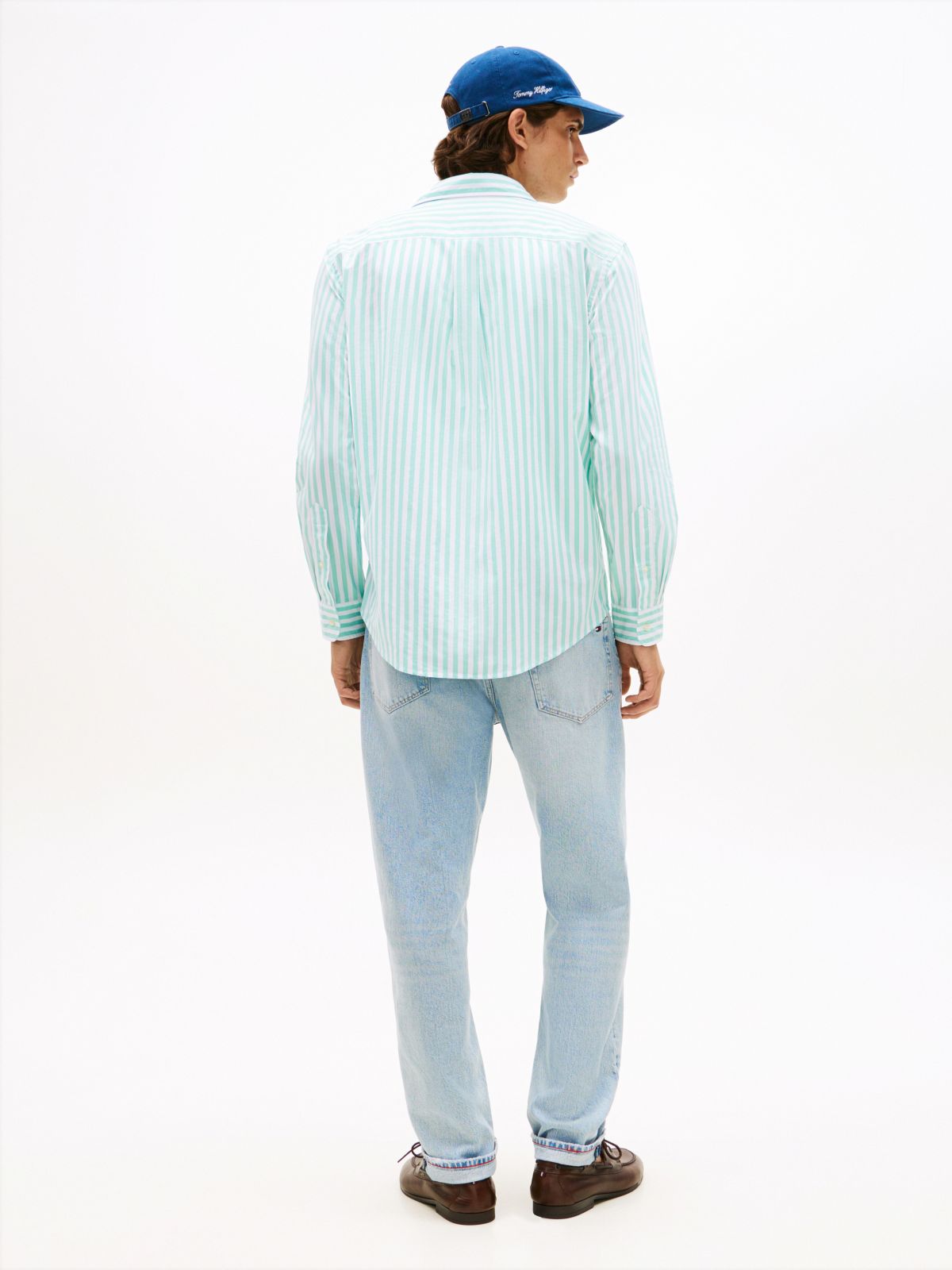 TH Flex Regular Fit Stripe Poplin Shirt — Blue