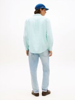 TH Flex Regular Fit Stripe Poplin Shirt — Blue 4
