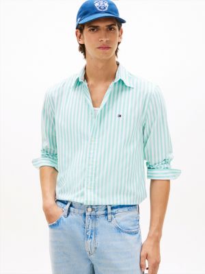 camicia th flex regular fit a righe verticali blue da uomini tommy hilfiger
