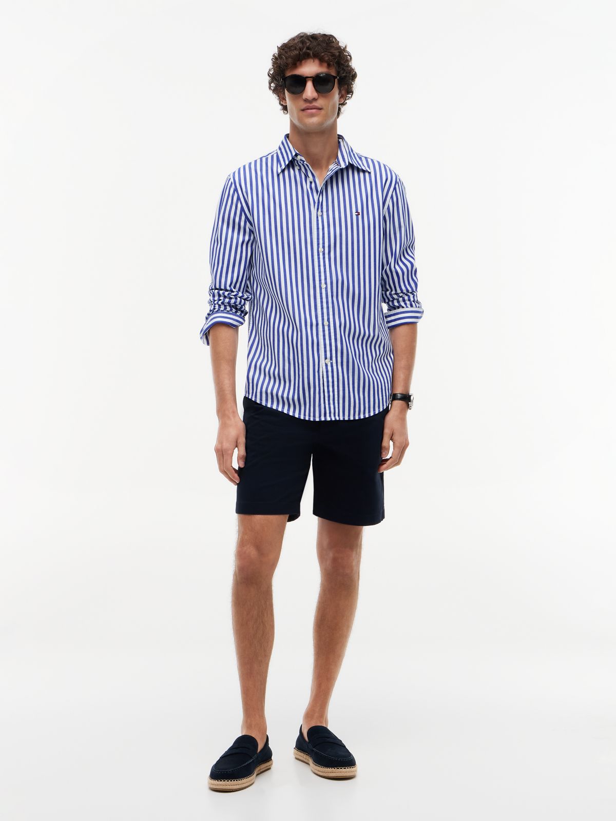 TH Flex Regular Fit Stripe Poplin Shirt — Blue