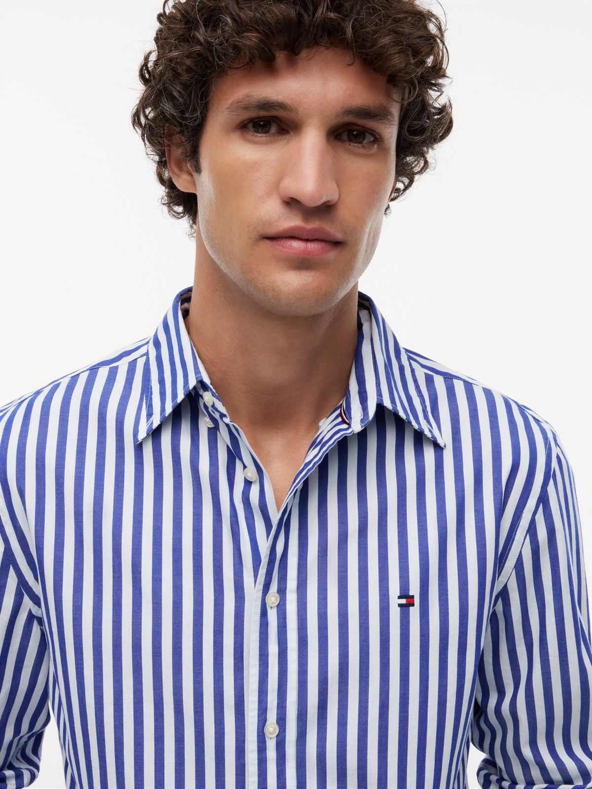 TH Flex Regular Fit Stripe Poplin Shirt — Blue