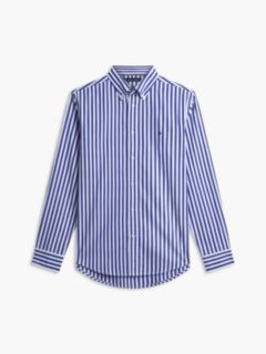 TH Flex Regular Fit Stripe Poplin Shirt — Blue 5