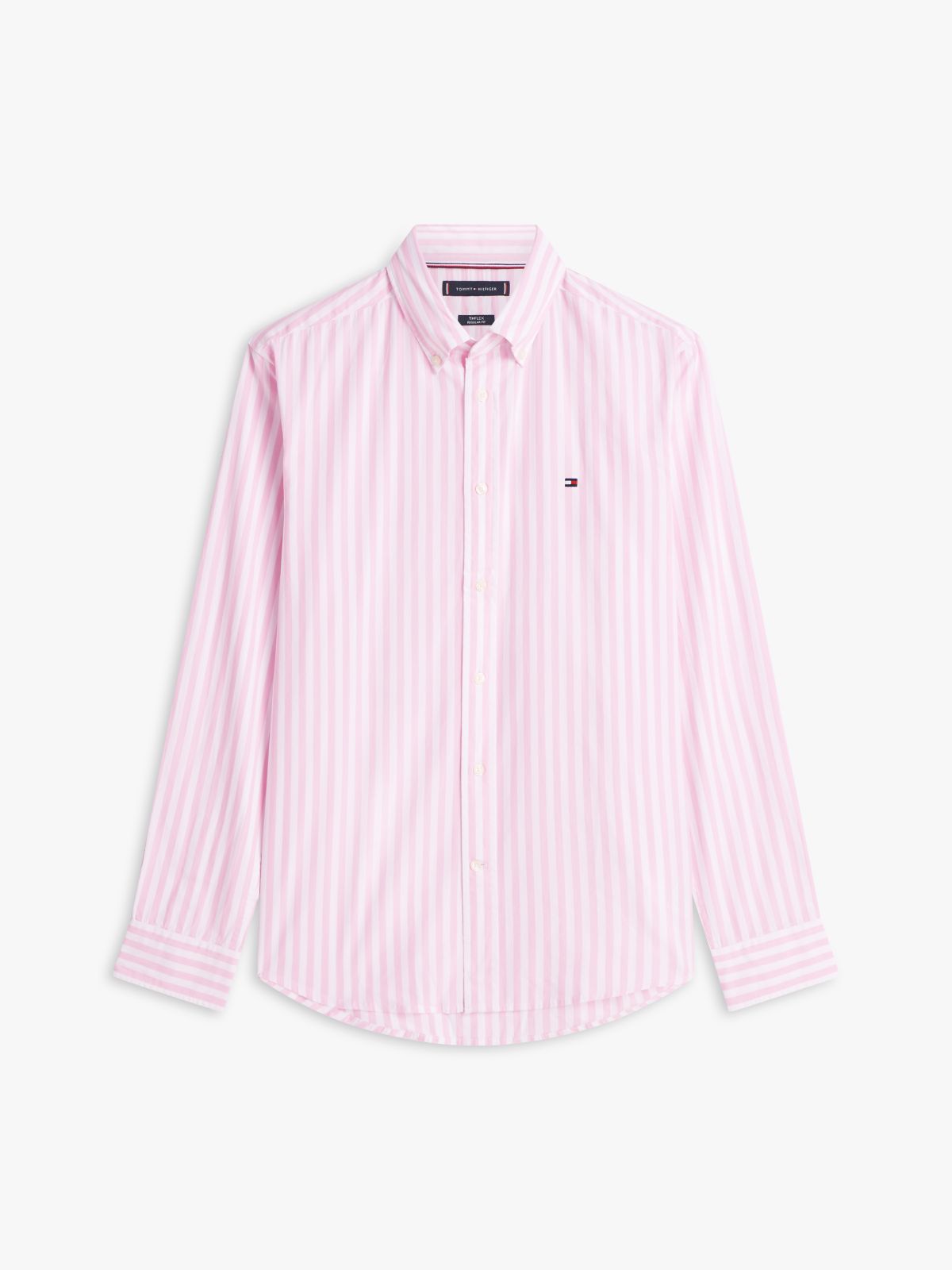 TH Flex Regular Fit Stripe Poplin Shirt — Pink