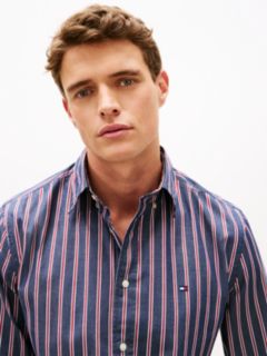 TH Flex Regular Fit Stripe Poplin Shirt — Blue 2