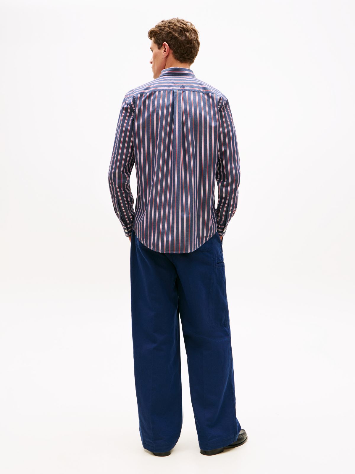 TH Flex Regular Fit Stripe Poplin Shirt — Blue