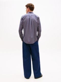 TH Flex Regular Fit Stripe Poplin Shirt — Blue 4