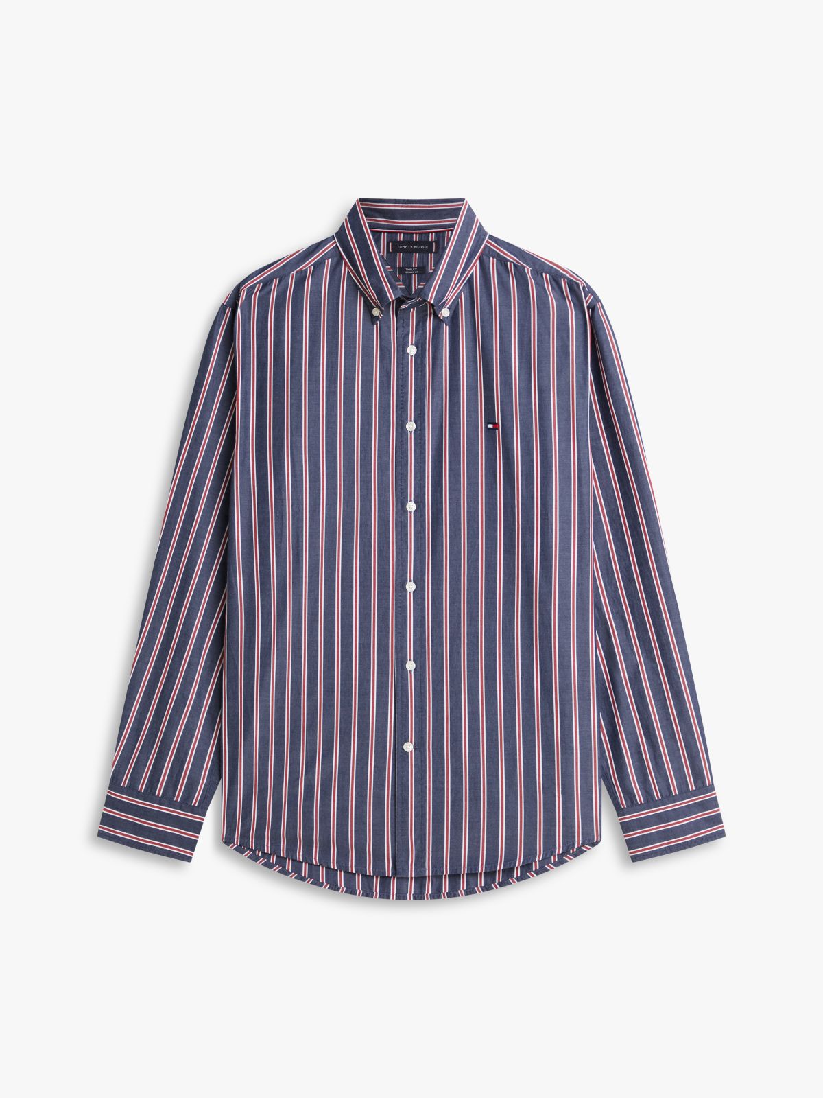TH Flex Regular Fit Stripe Poplin Shirt — Blue