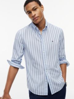 TH Flex Regular Fit Stripe Poplin Shirt — Blue 3