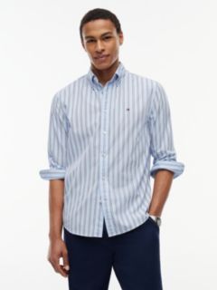 TH Flex Regular Fit Stripe Poplin Shirt — Blue 1