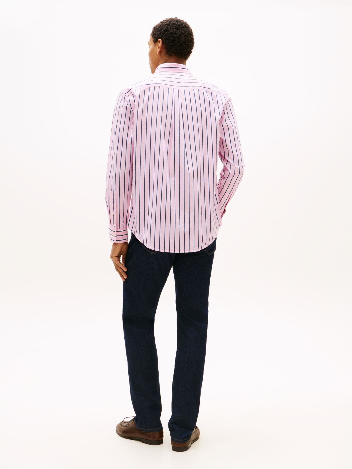 TH Flex Regular Fit Stripe Poplin Shirt — Pink
