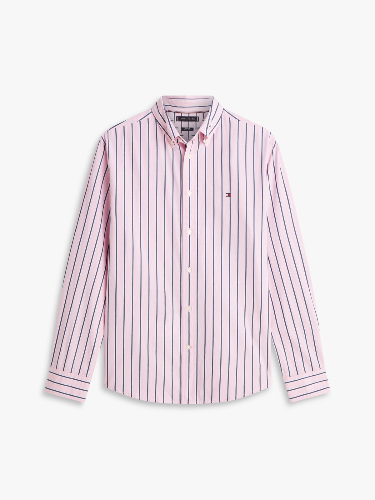 TH Flex Regular Fit Stripe Poplin Shirt — Pink