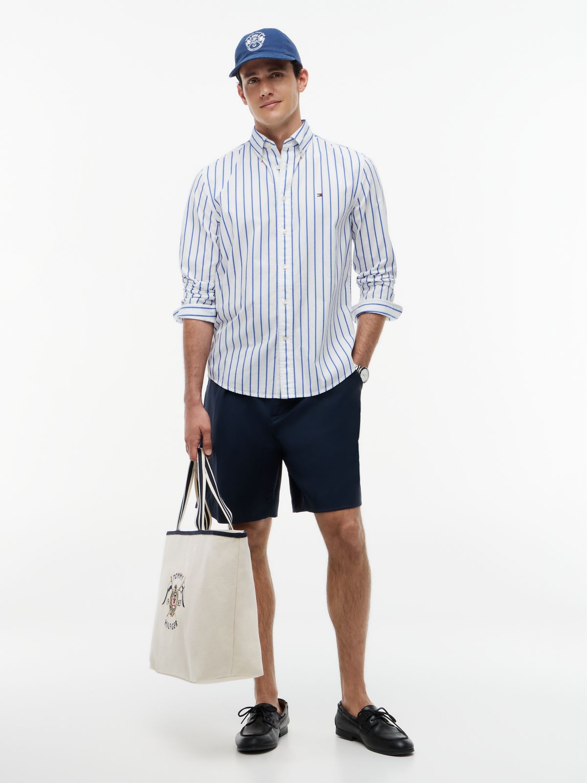 TH Flex Regular Fit Stripe Poplin Shirt — White