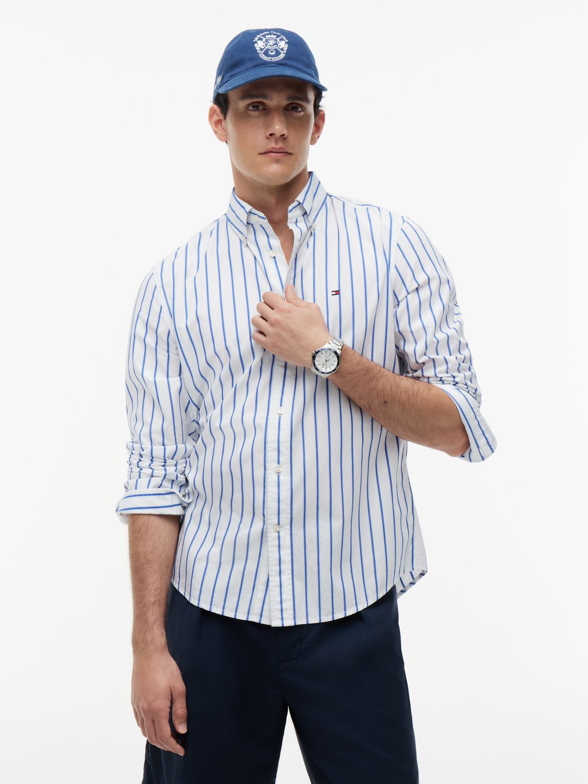 TH Flex Regular Fit Stripe Poplin Shirt — White