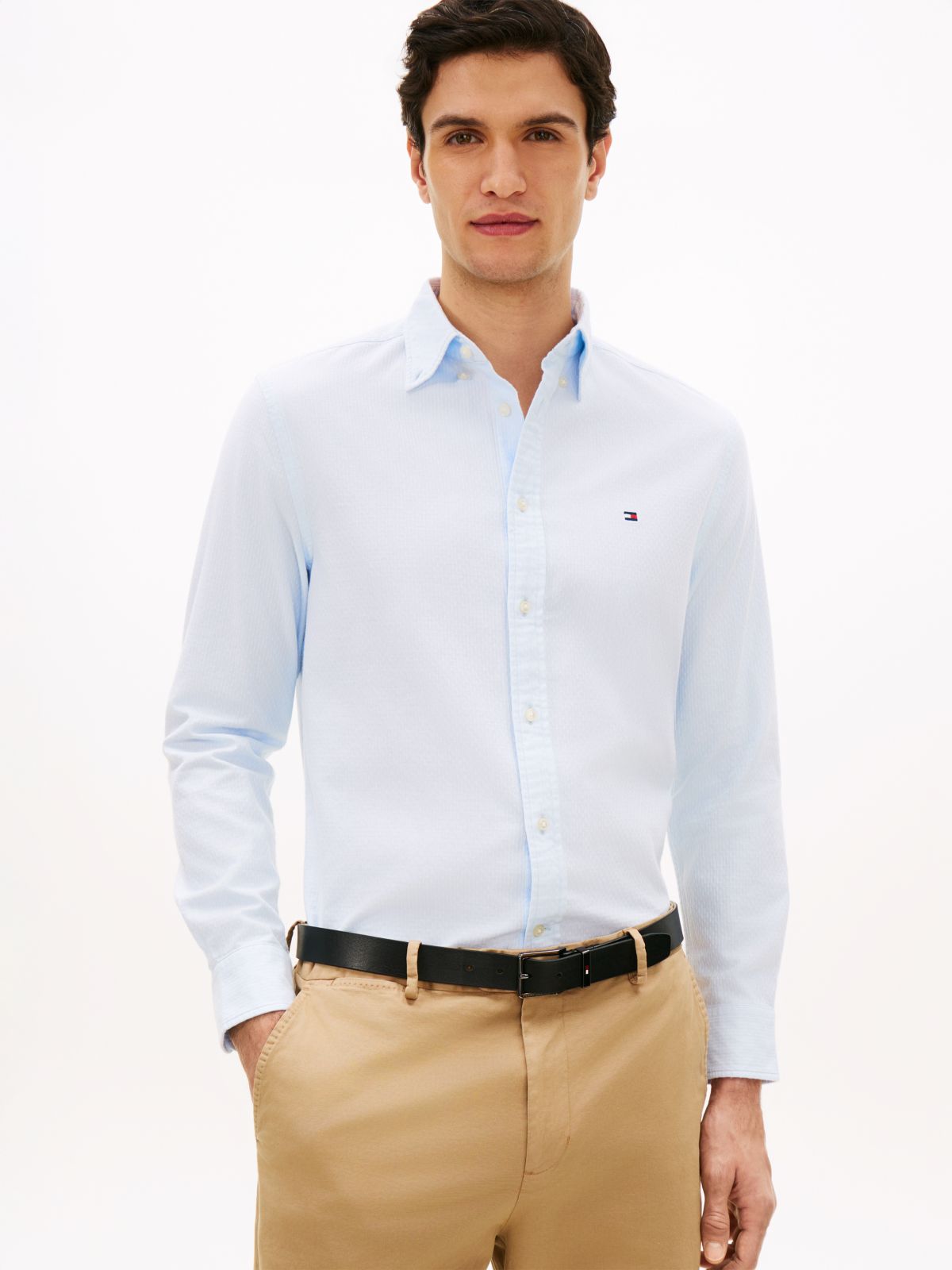 TH Flex Regular Fit Dobby Shirt — Blue
