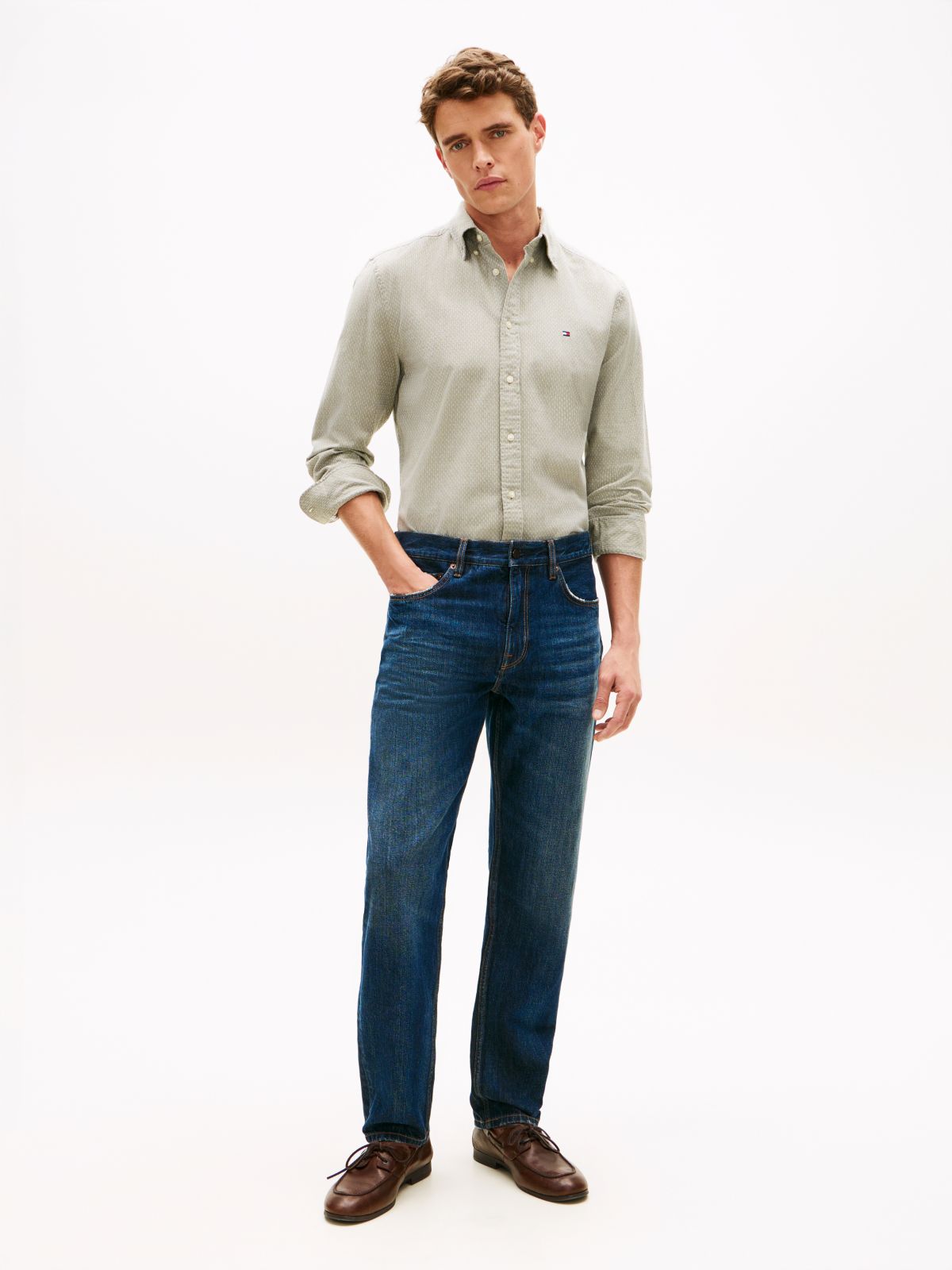 TH Flex Regular Fit Dobby Shirt — Green