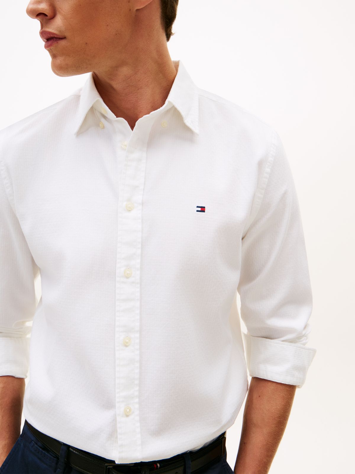 TH Flex Regular Fit Dobby Shirt — White