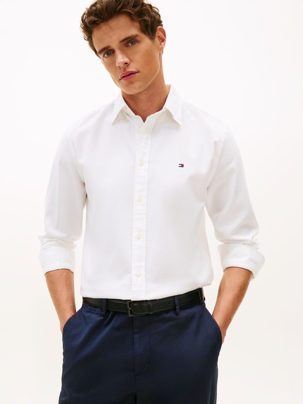 TH Flex Regular Fit Dobby Shirt — White