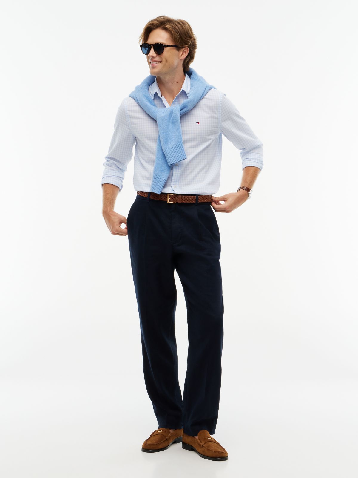TH Flex Regular Fit Gingham Check Poplin Shirt — Blue