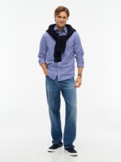 TH Flex Regular Fit Gingham Check Poplin Shirt — Blue 2