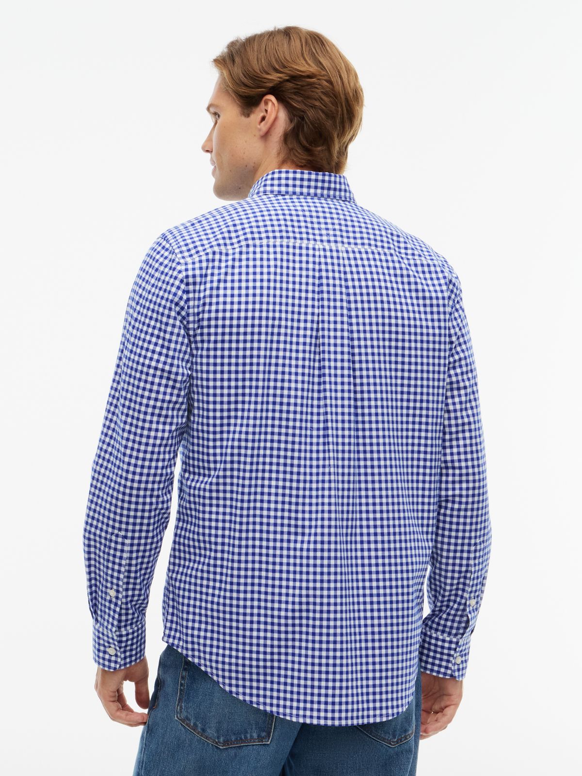 TH Flex Regular Fit Gingham Check Poplin Shirt — Blue