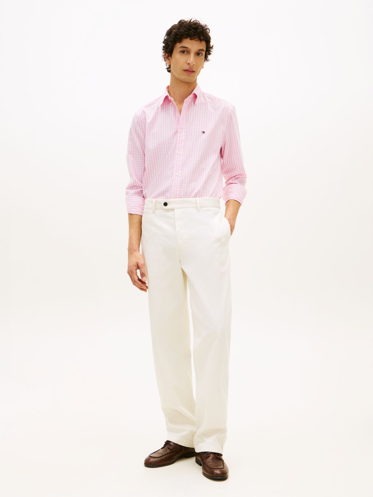 TH Flex Regular Fit Gingham Check Poplin Shirt — Pink