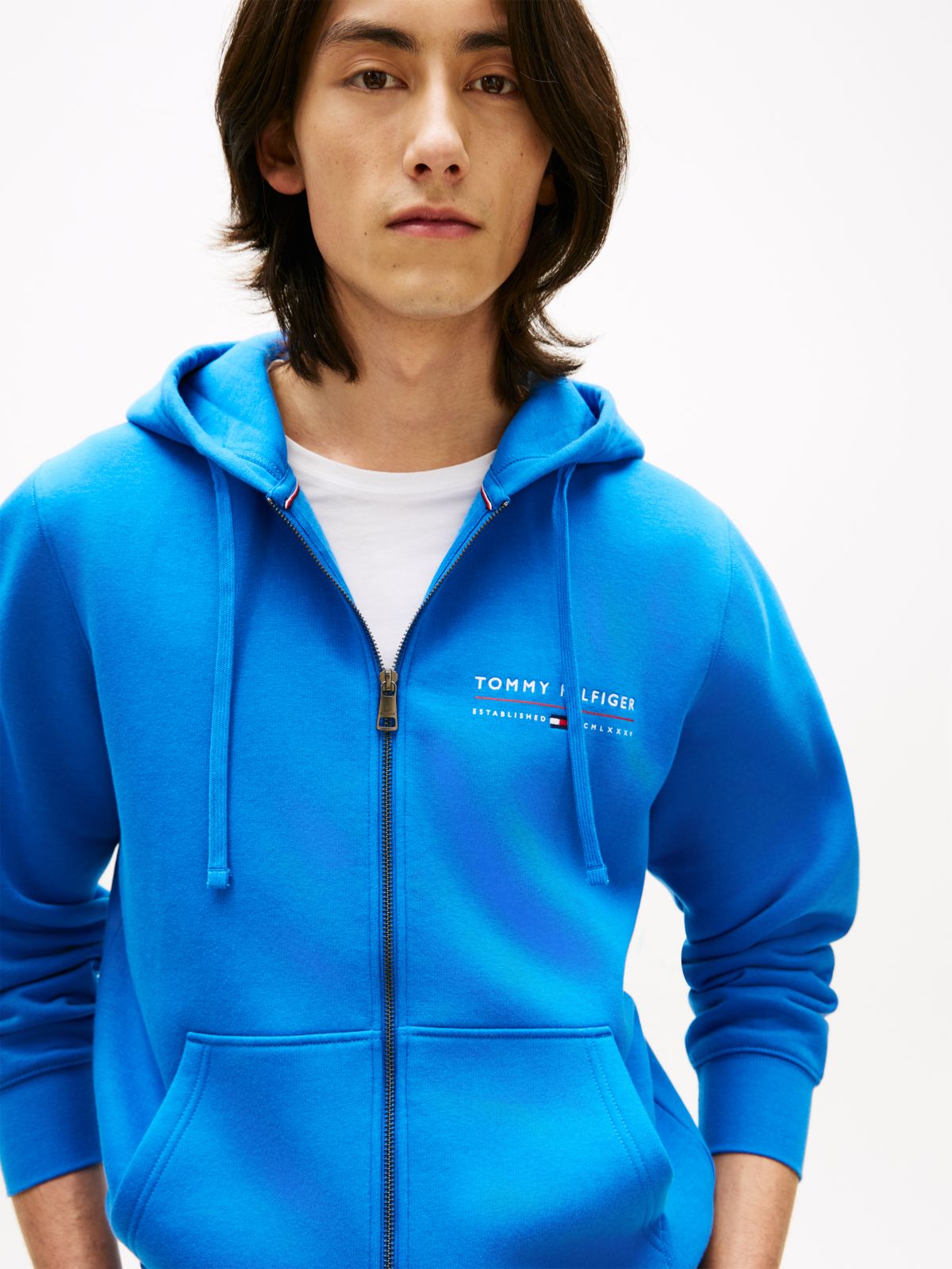 Logo Terry Zip-Thru Hoody — Blue