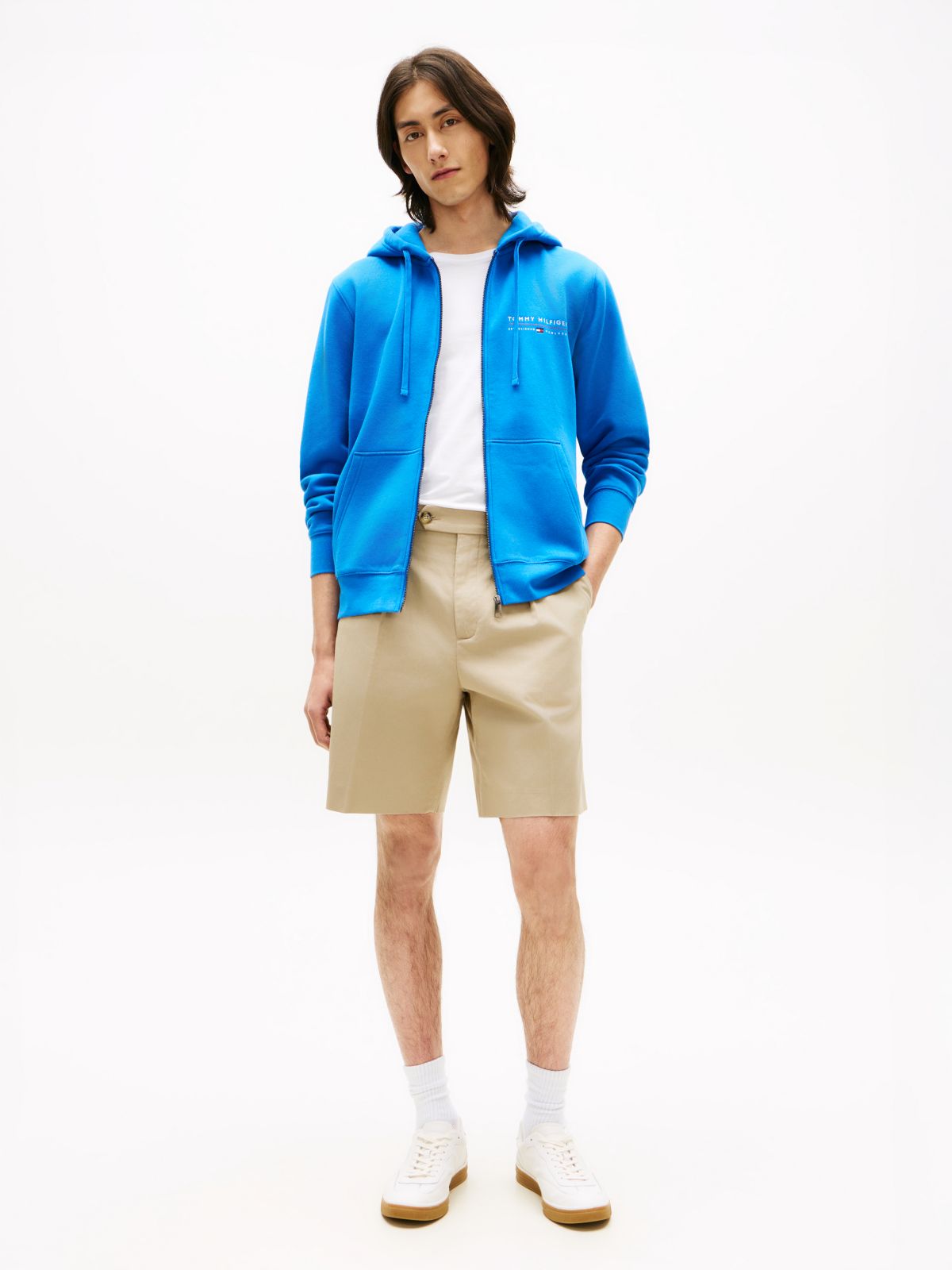 Logo Terry Zip-Thru Hoody — Blue
