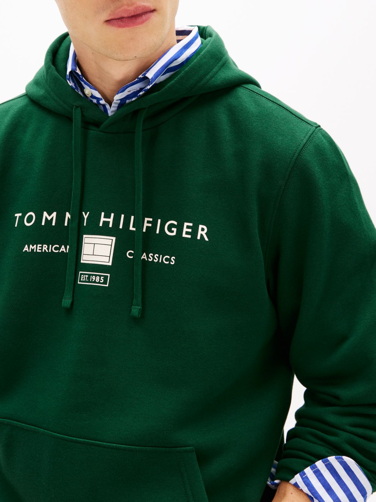 Logo Terry Drawstring Hoody — Green