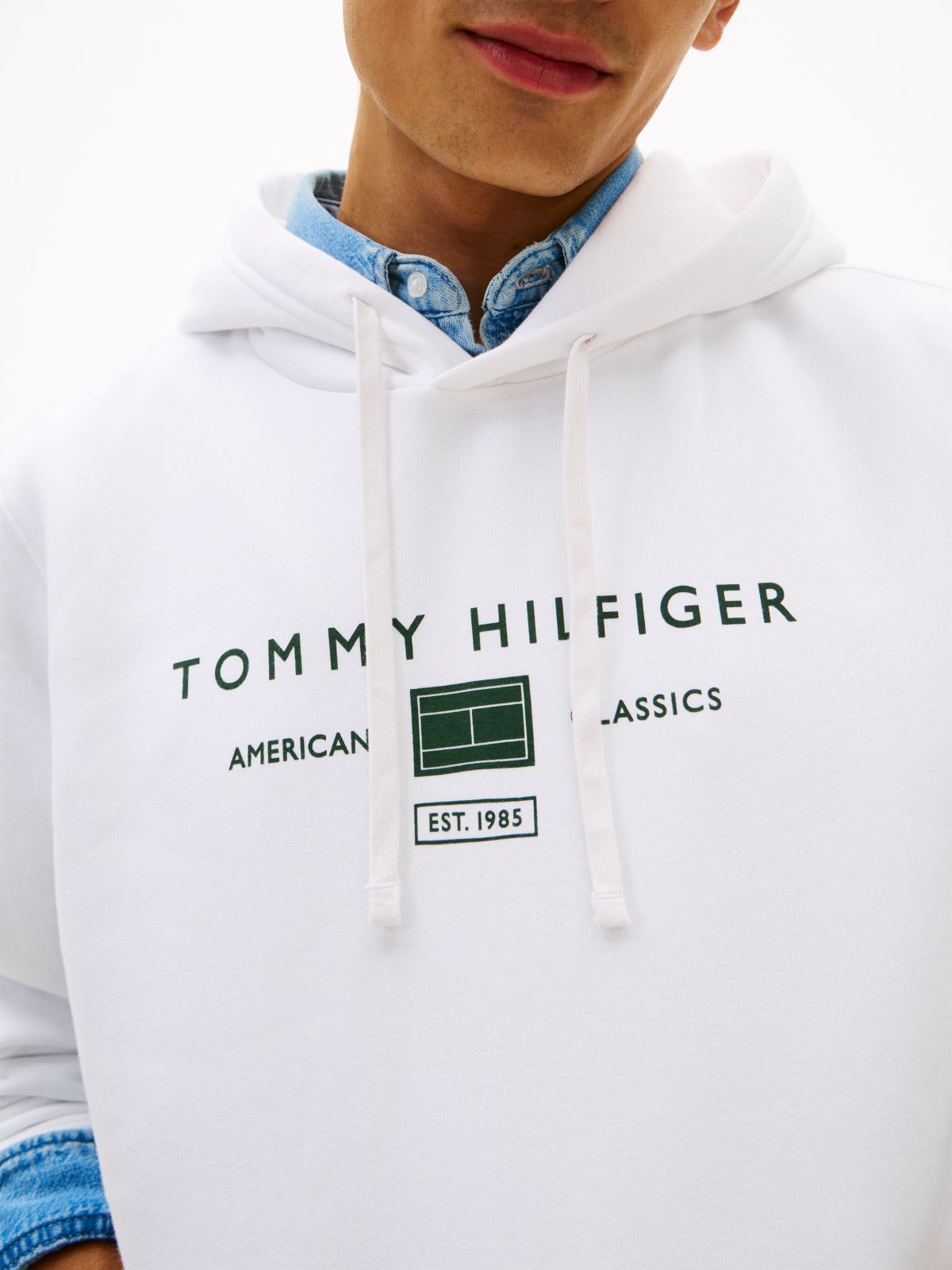 Logo Terry Drawstring Hoody — White