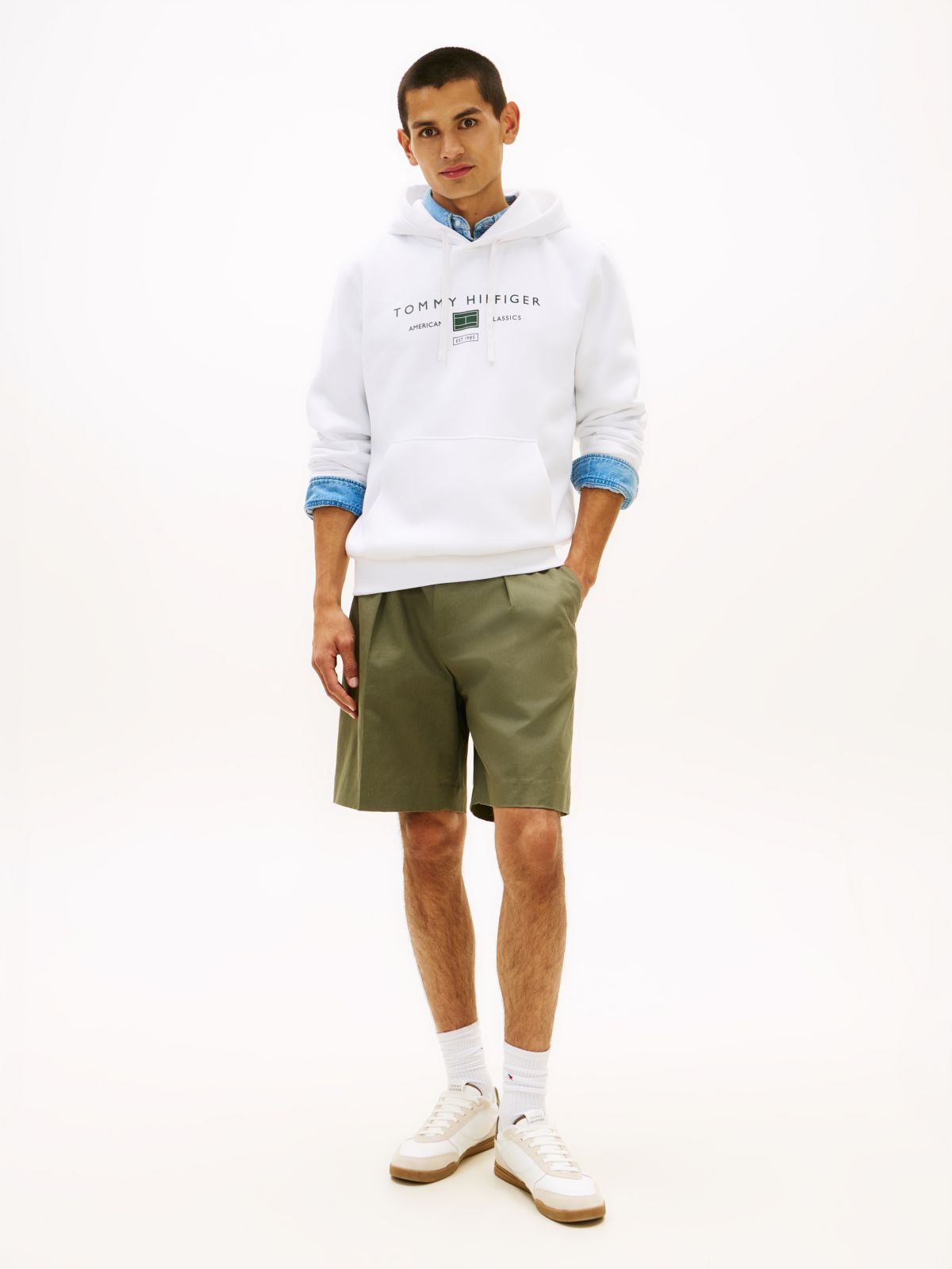 Logo Terry Drawstring Hoody — White