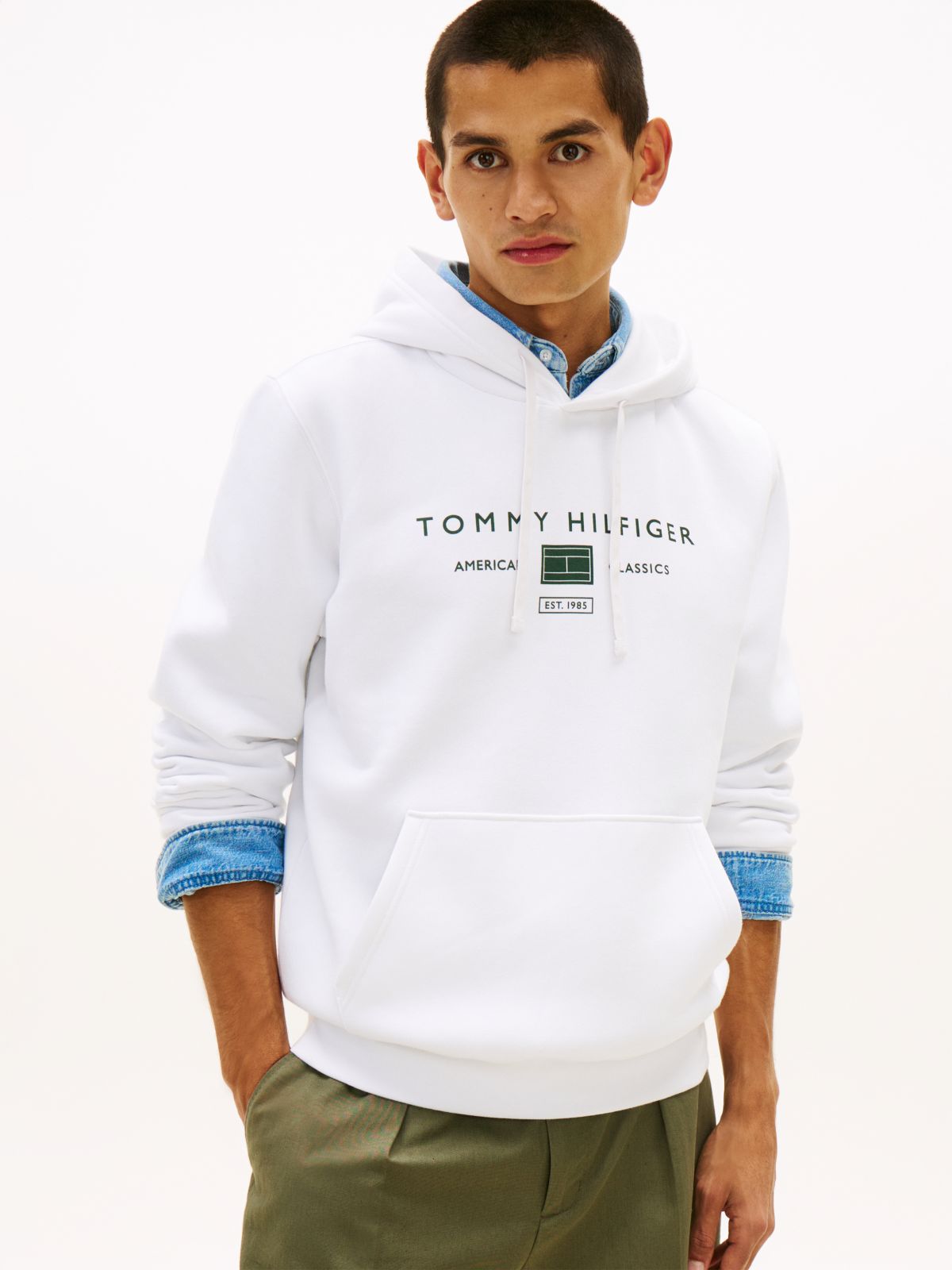 Logo Terry Drawstring Hoody — White