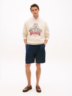 Heritage Crest Embroidery Relaxed Sweatshirt — Beige 3