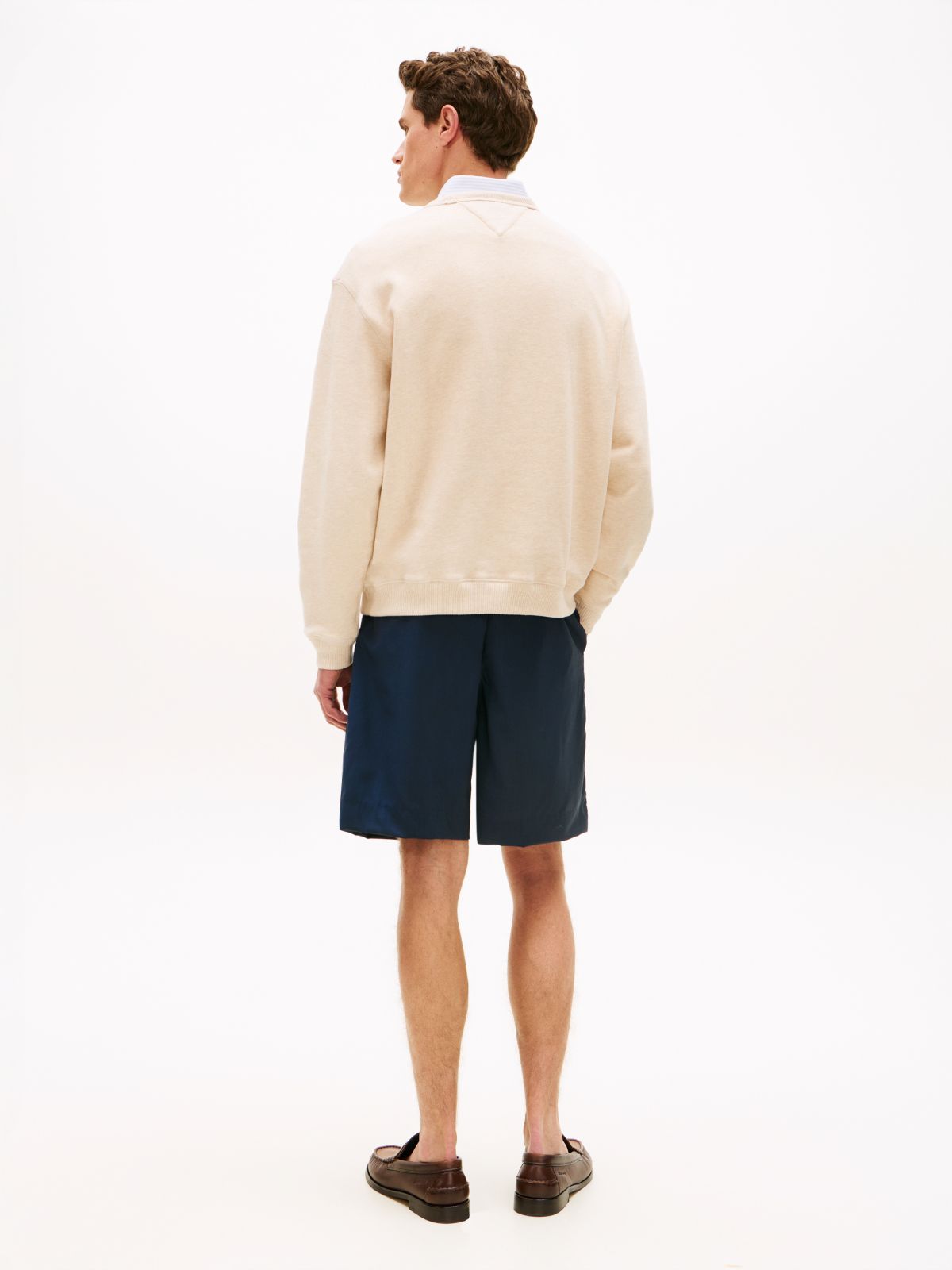 Heritage Crest Embroidery Relaxed Sweatshirt — Beige