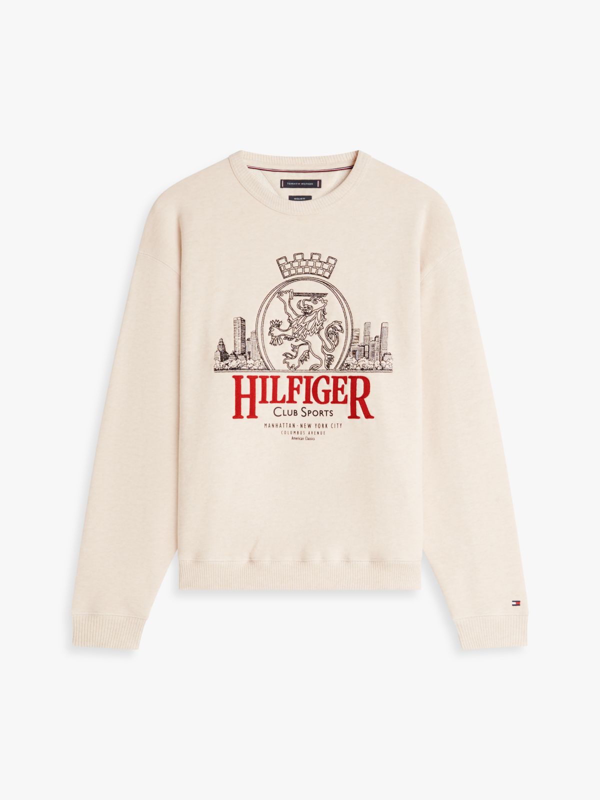 Heritage Crest Embroidery Relaxed Sweatshirt — Beige