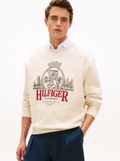 Heritage Crest Embroidery Relaxed Sweatshirt — Beige 1