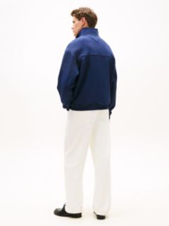 Colour-Blocked Collar Terry Quarter-Zip Jumper — Blue 4