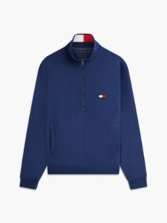 Colour-Blocked Collar Terry Quarter-Zip Jumper — Blue 5