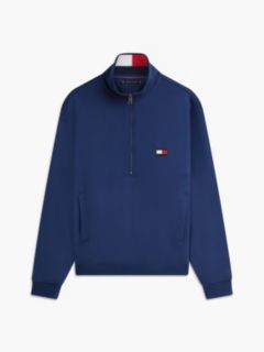 Colour-Blocked Collar Terry Quarter-Zip Jumper — Blue 6