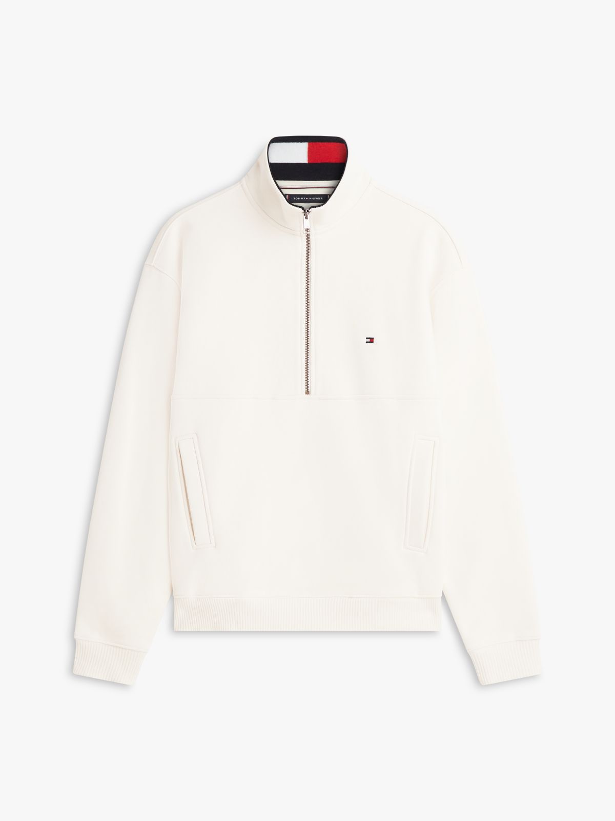 Colour-Blocked Collar Terry Quarter-Zip Jumper — Yellow
