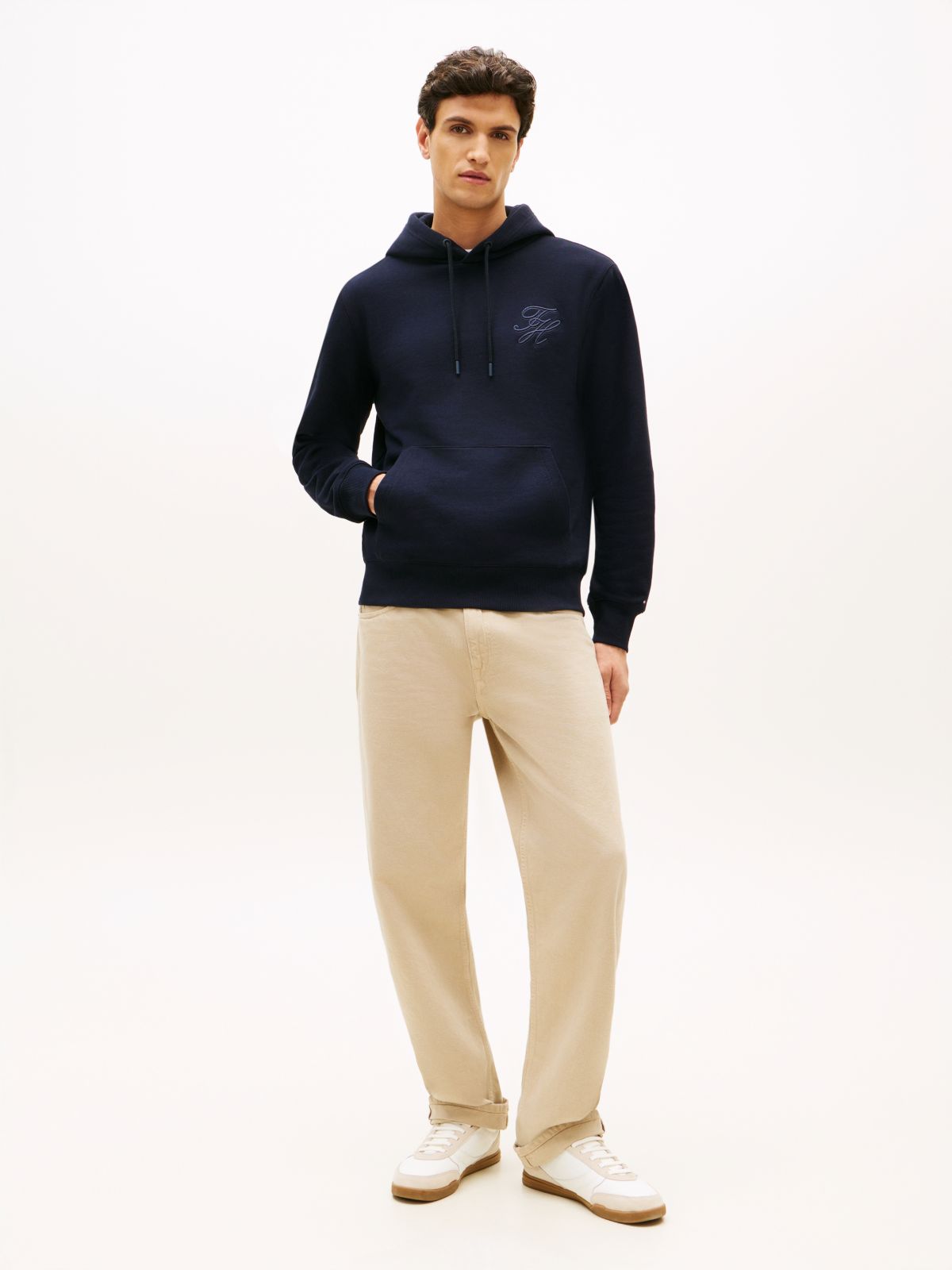 Logo Embroidery Terry Hoody — Blue