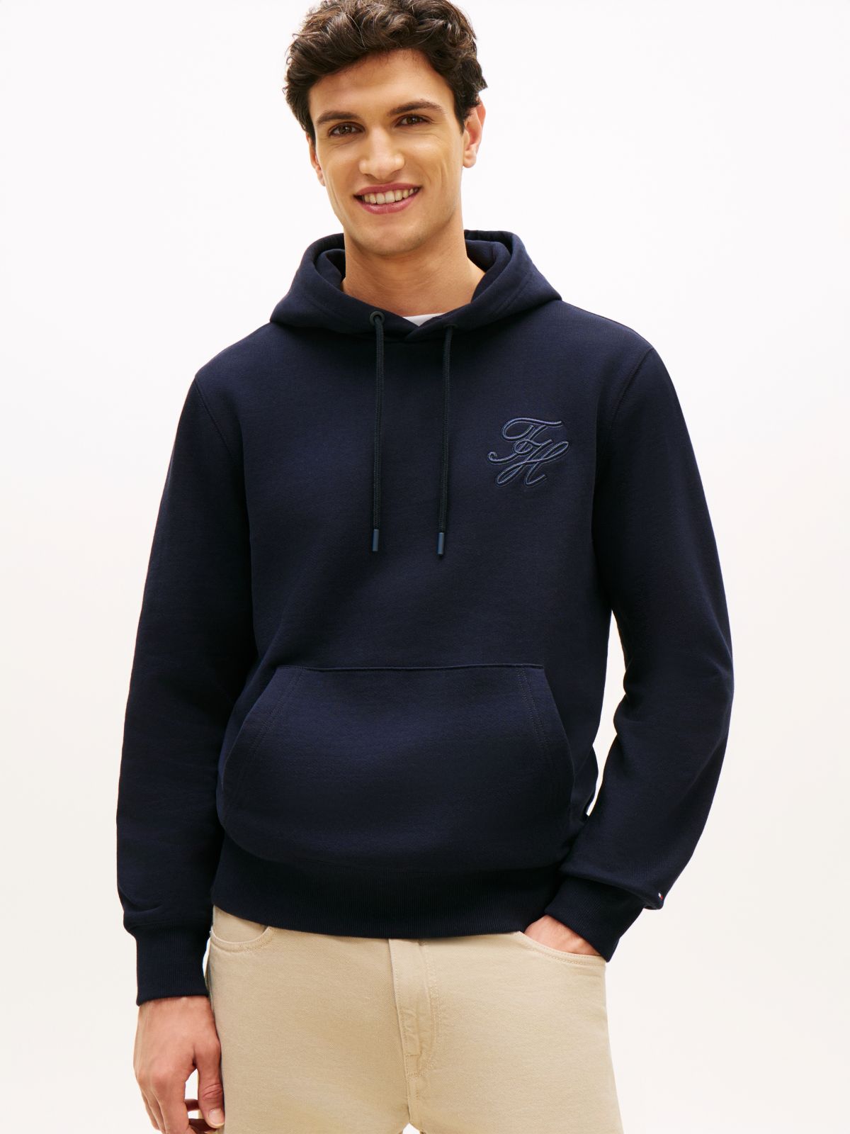 Logo Embroidery Terry Hoody — Blue