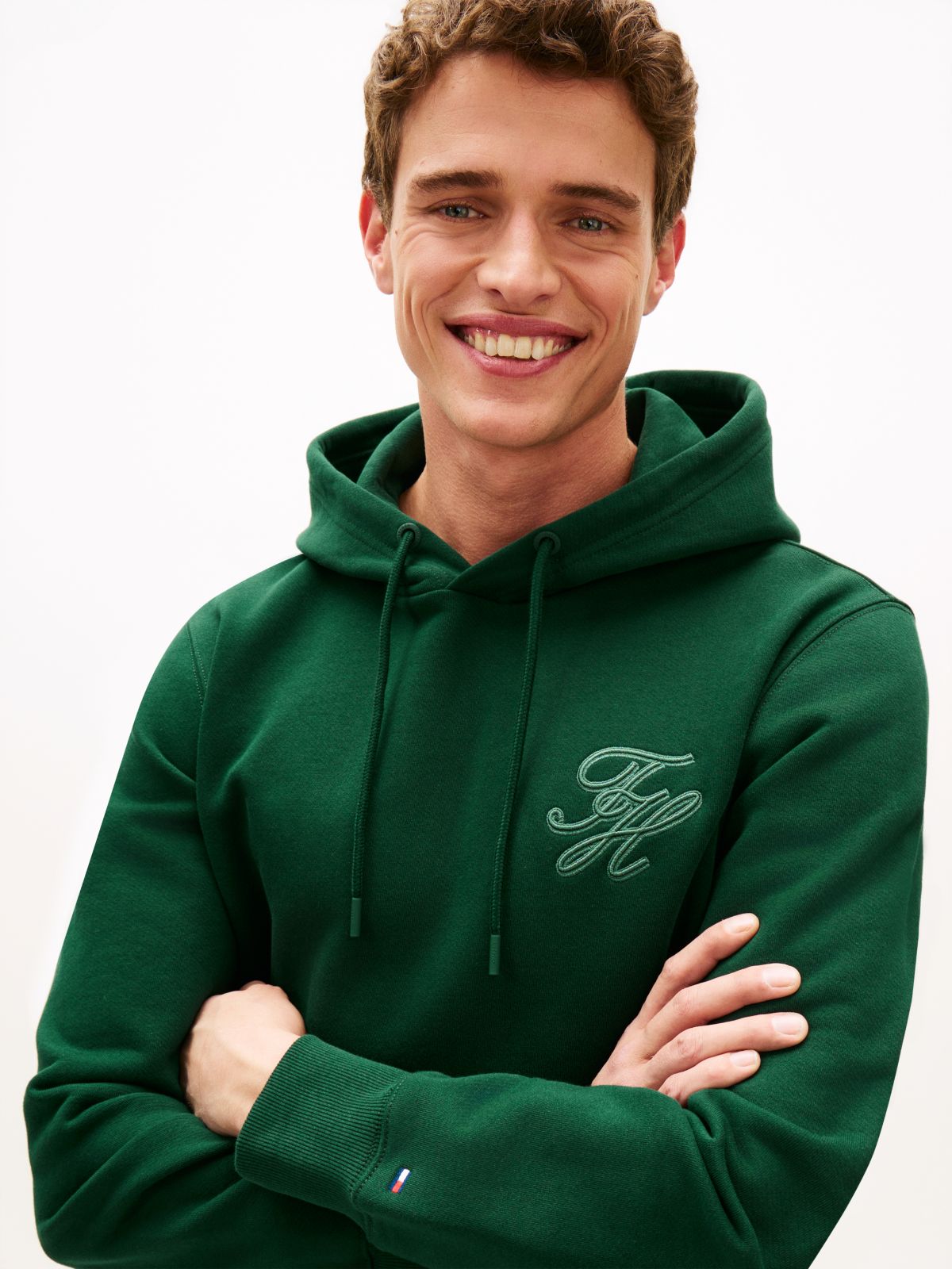 Logo Embroidery Terry Hoody — Green