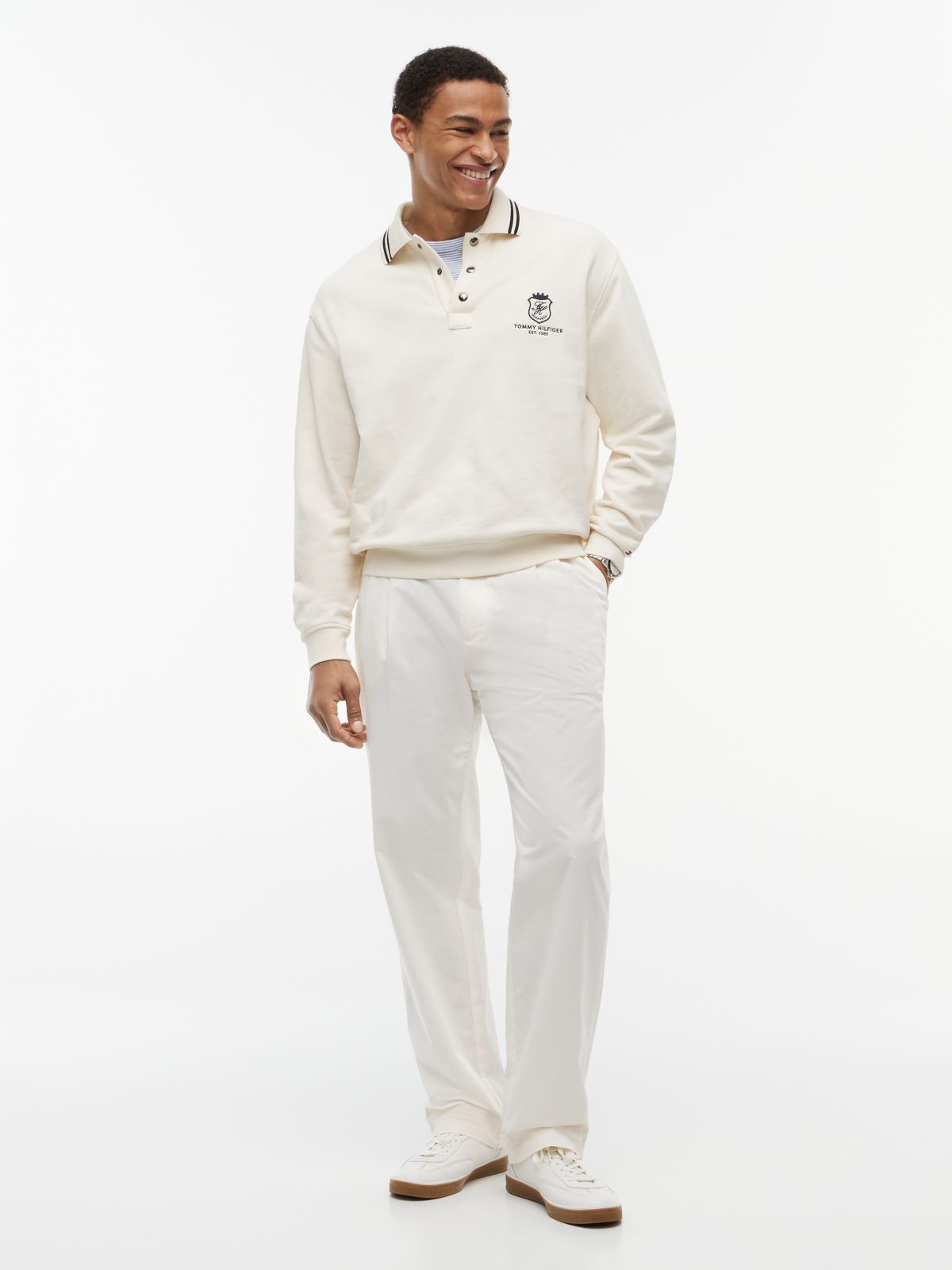 Tipped Collar Relaxed Rugby Sweatshirt — Yellow