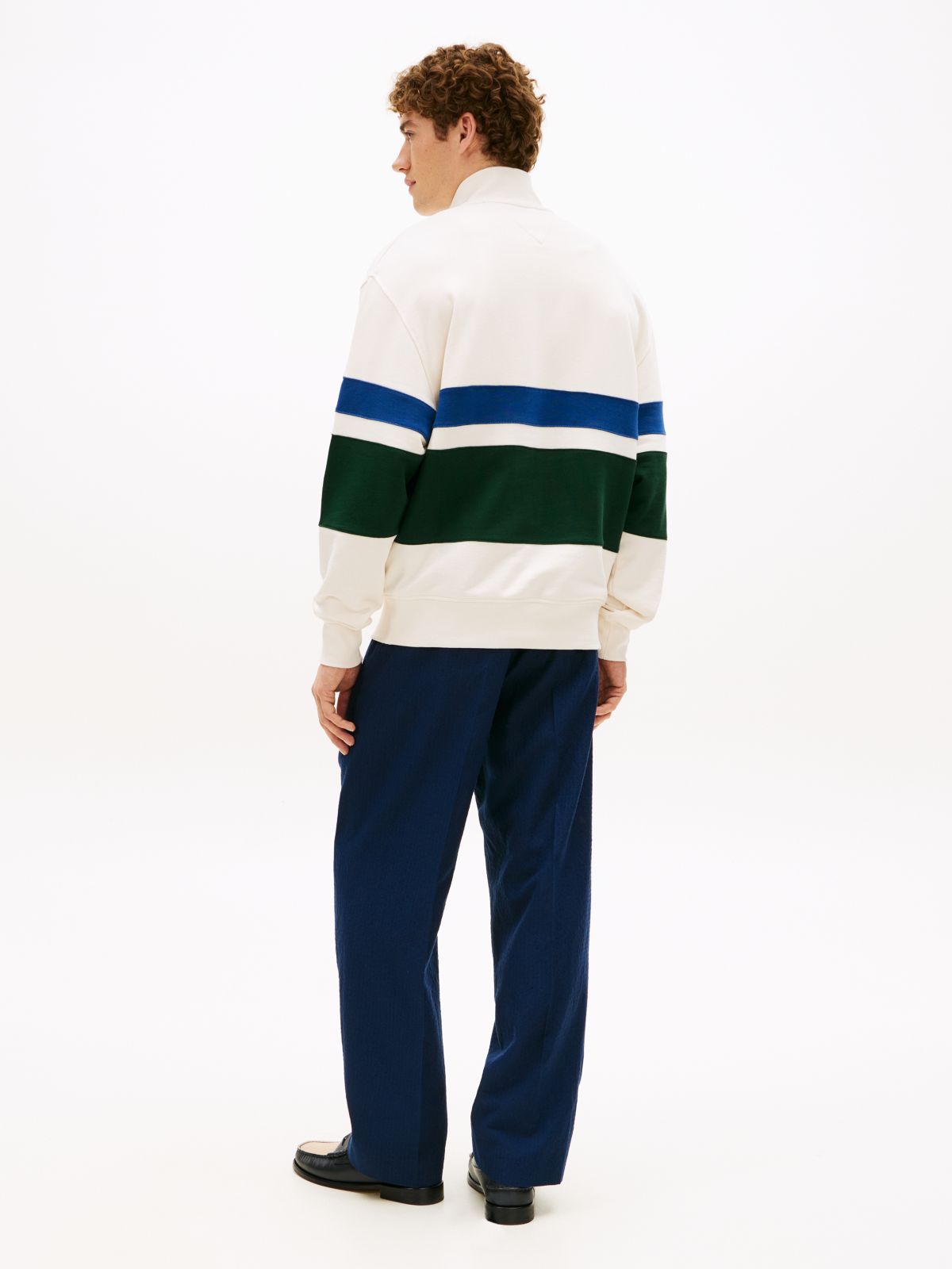 Stripe Relaxed Quarter-Zip Jumper — Yellow