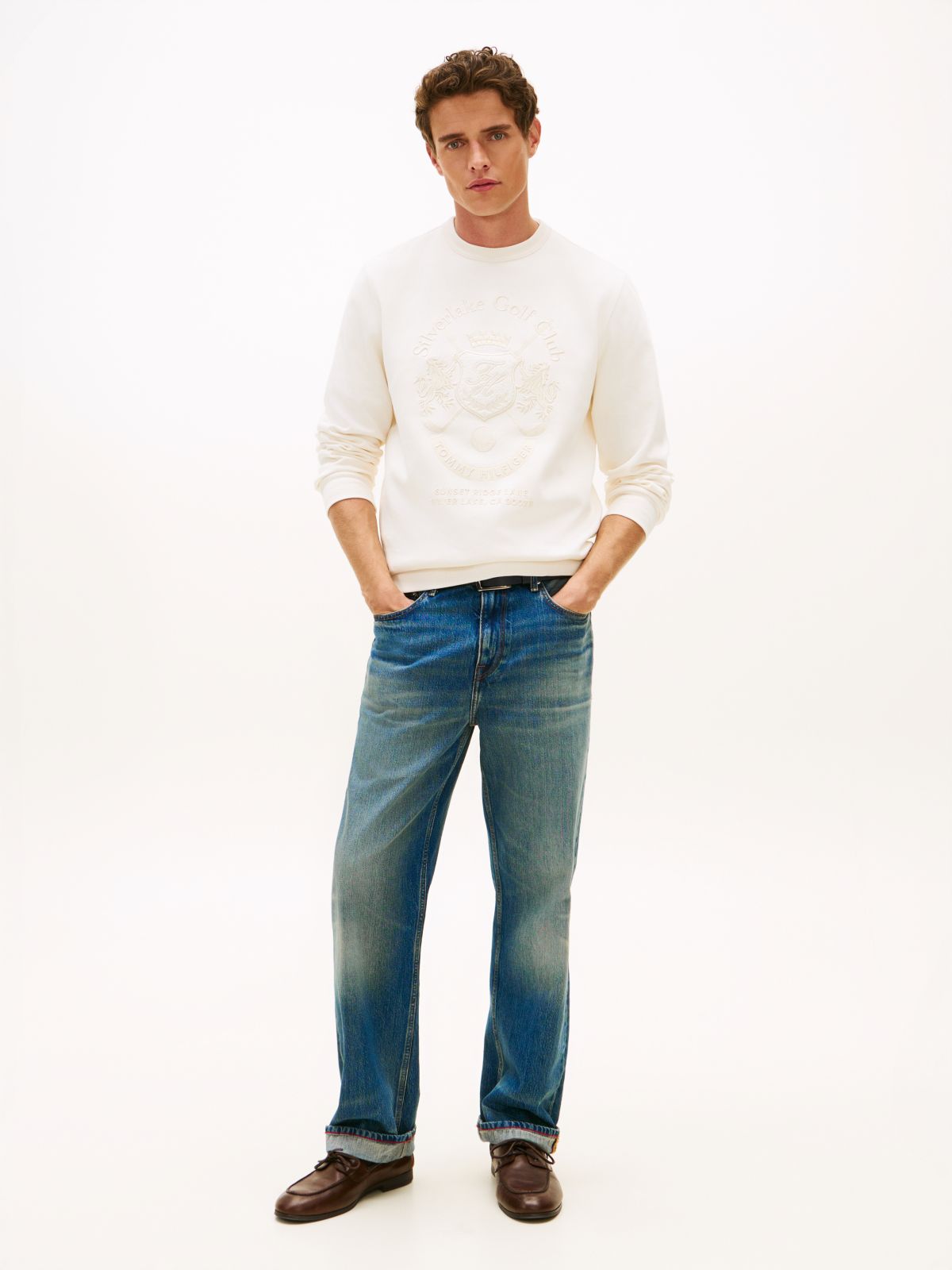 Crest Embroidery Intechno Knit Sweatshirt — Yellow
