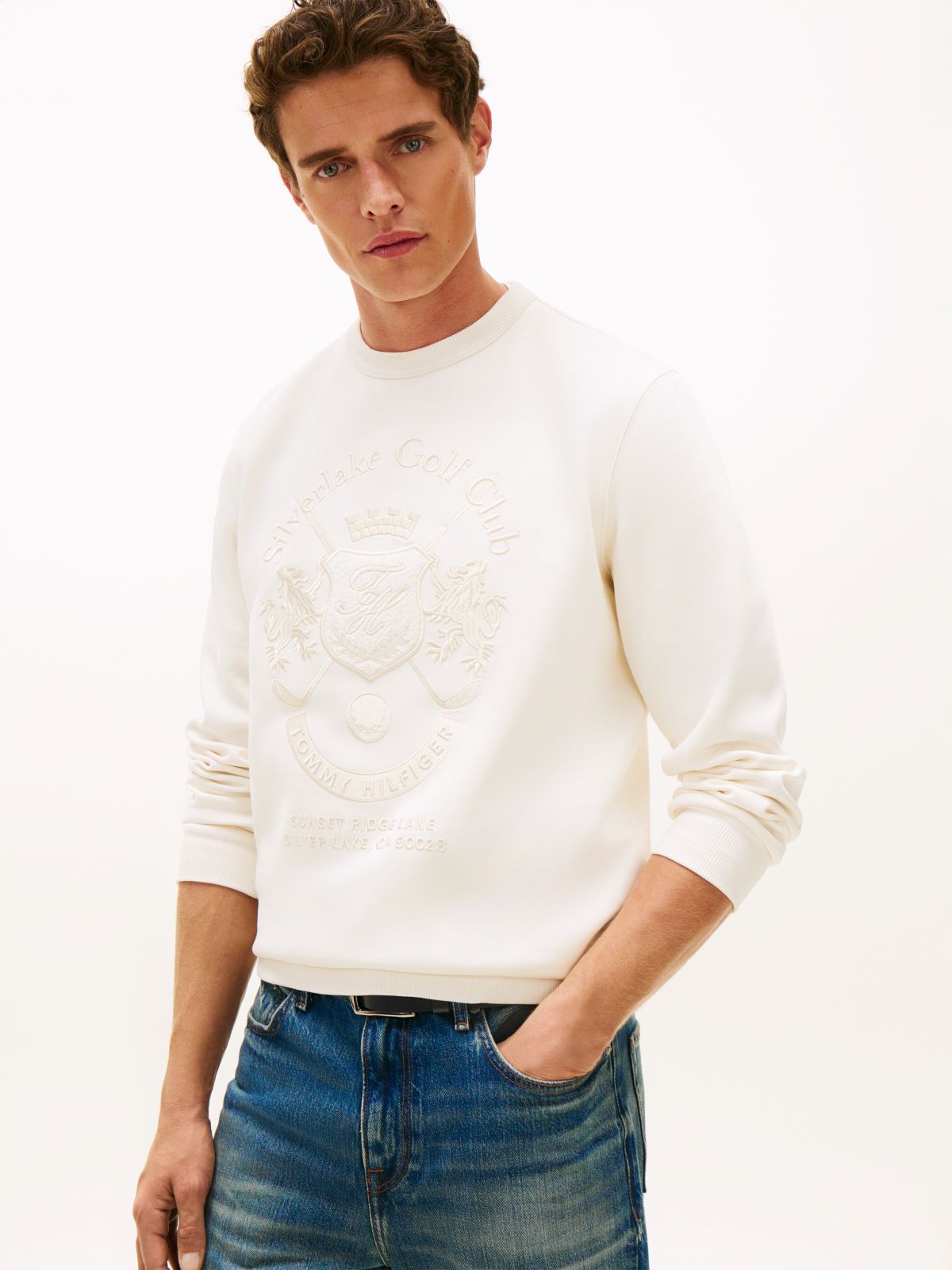 Crest Embroidery Intechno Knit Sweatshirt — Yellow