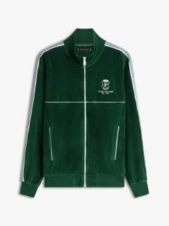 Colour-Blocked Velour Zip-Thru Track Jacket — Green 5