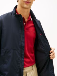 Water Resistant Tonal Logo Zip-Thru Jacket — Blue 4